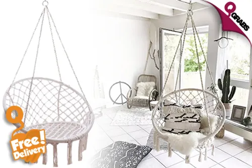 For QR349 Laze Around with an Indoor / Outdoor Hanging Chair Hammock - FREE Delivery within Doha! (QR599 Value)